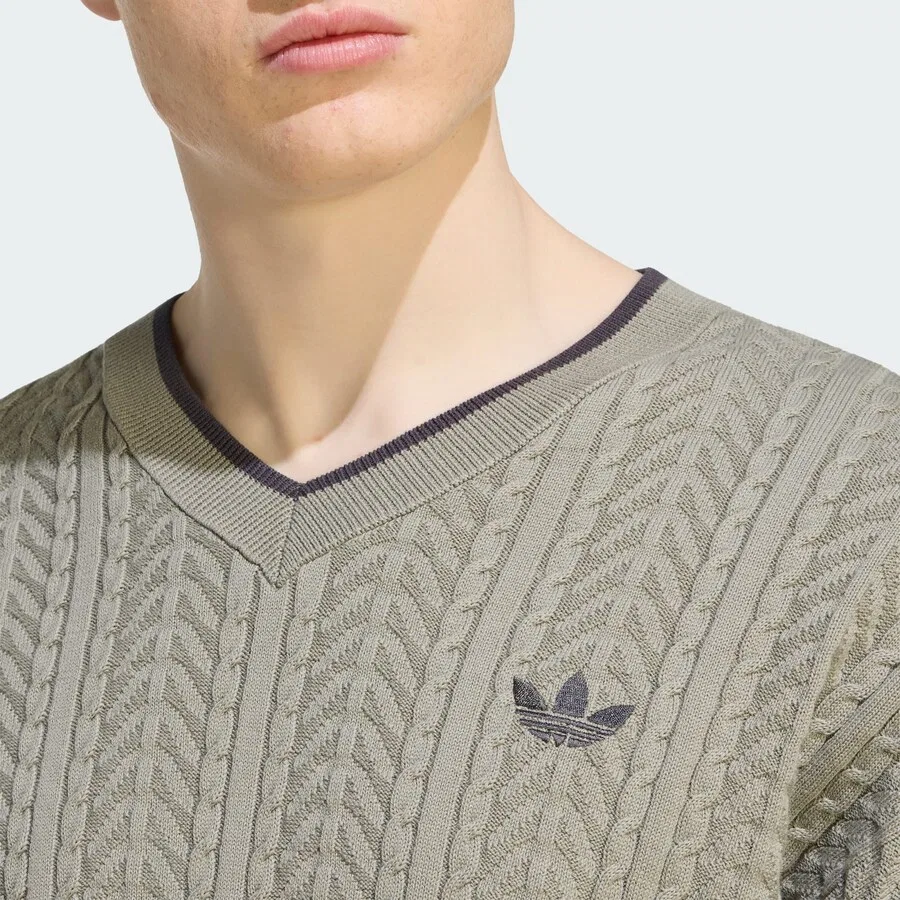 Свитер ADIDAS ORIGINALS 'KNIT CRW' цвета хаки — фото 3