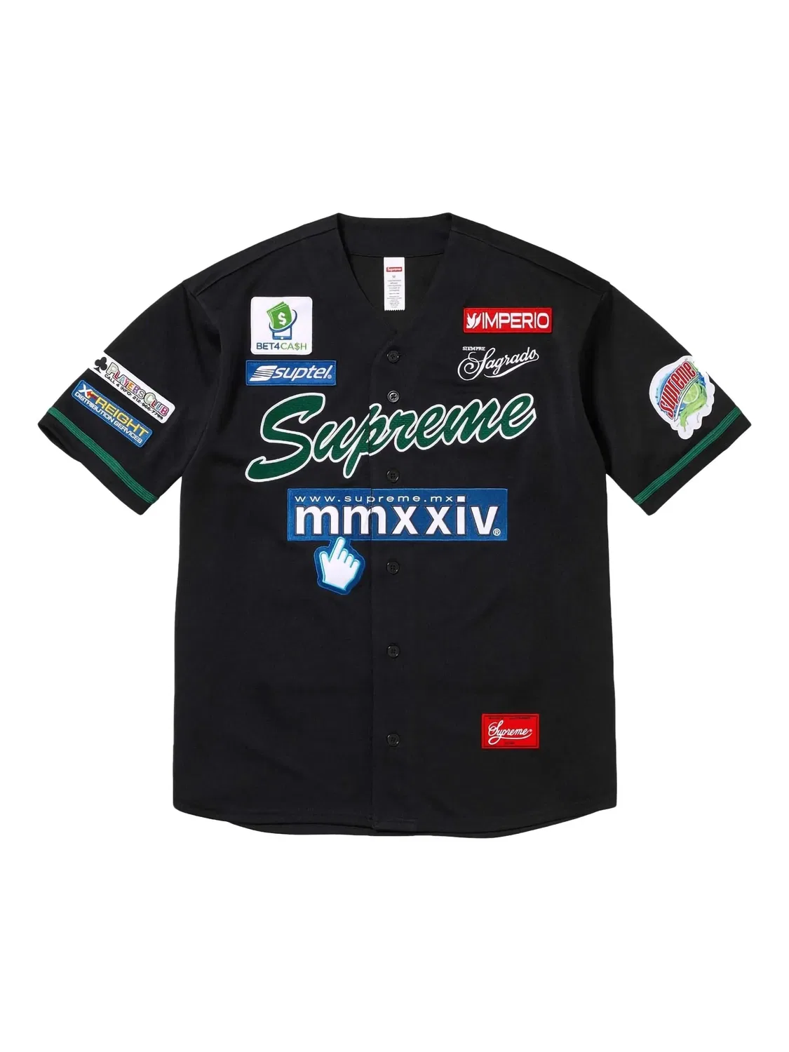 Рубашка с кнопками спереди Supreme, черный