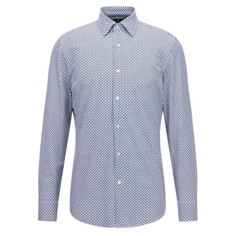 

Рубашка Huga Boss Slim-fit Printed Performance Jersey, белый/синий