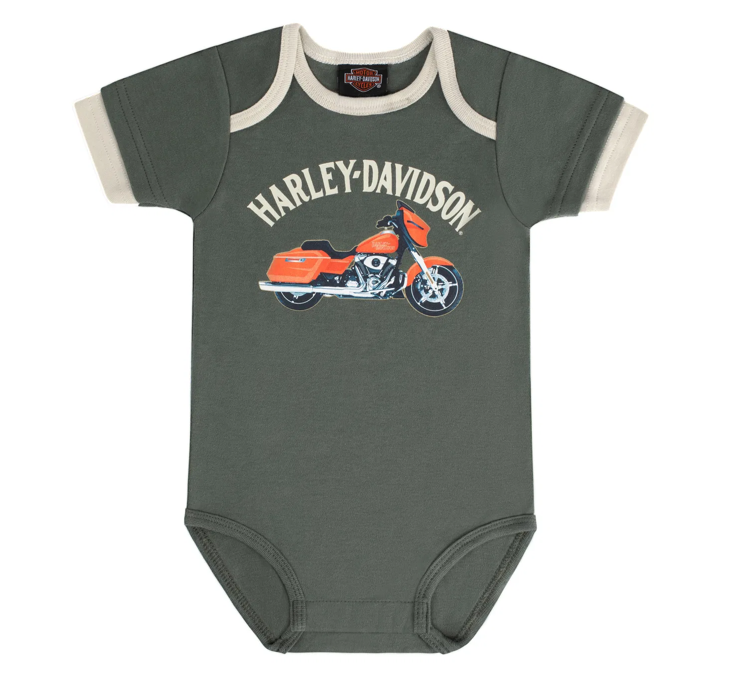 Детский комплект с коротким рукавом и штанами Knit Mock Douibler Creeper & Pant Set Harley Davidson, Thyme/Birch — фото 3