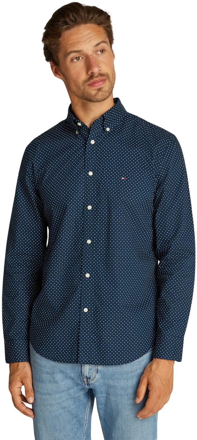 Мужская рубашка с принтом в горошек Tommy Hilfiger, Blue (Night Sky / Multi Dot)