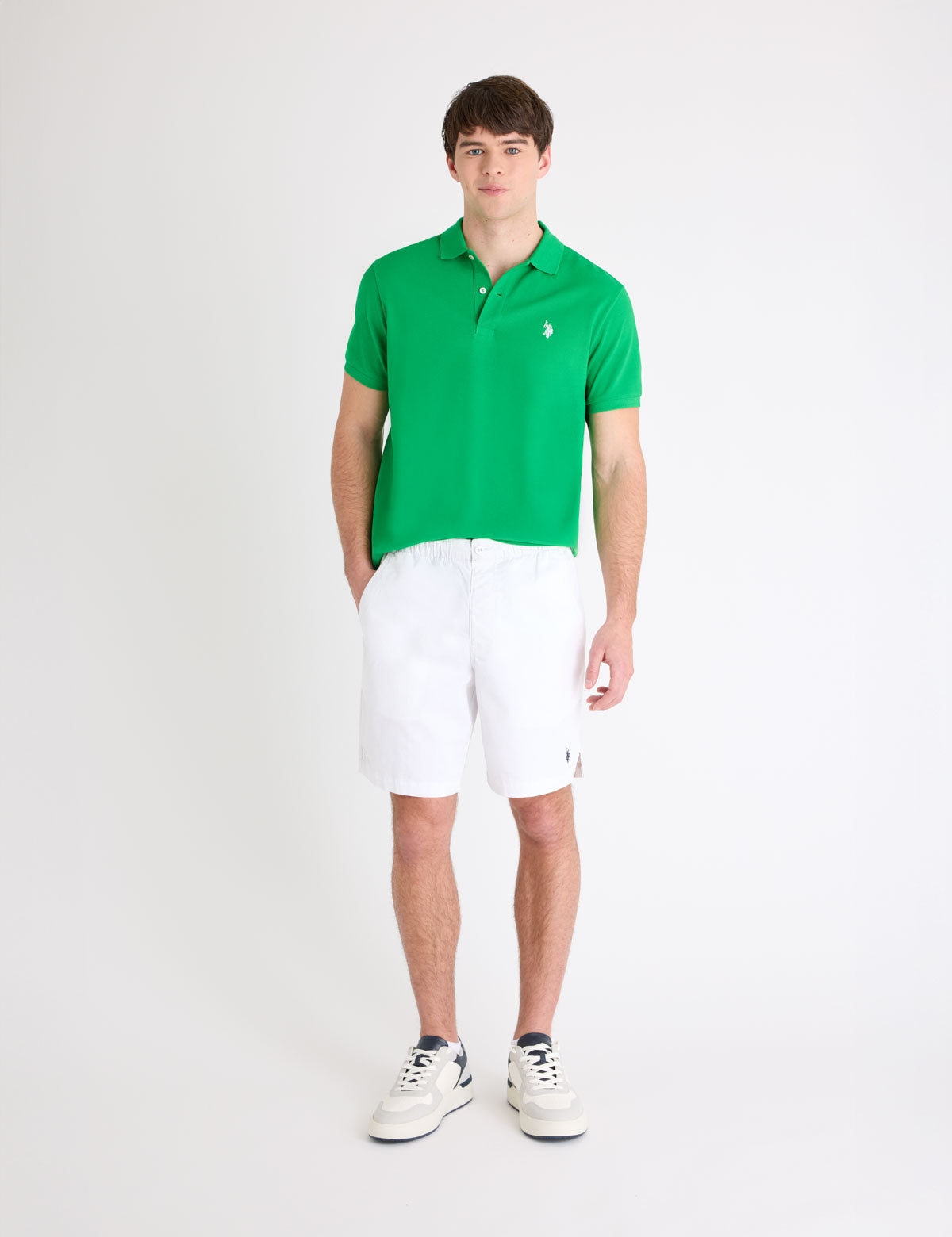 Футболка поло U.S. Polo Assn. Solid Pique Small Logo, насыщенно-зеленый — фото 4