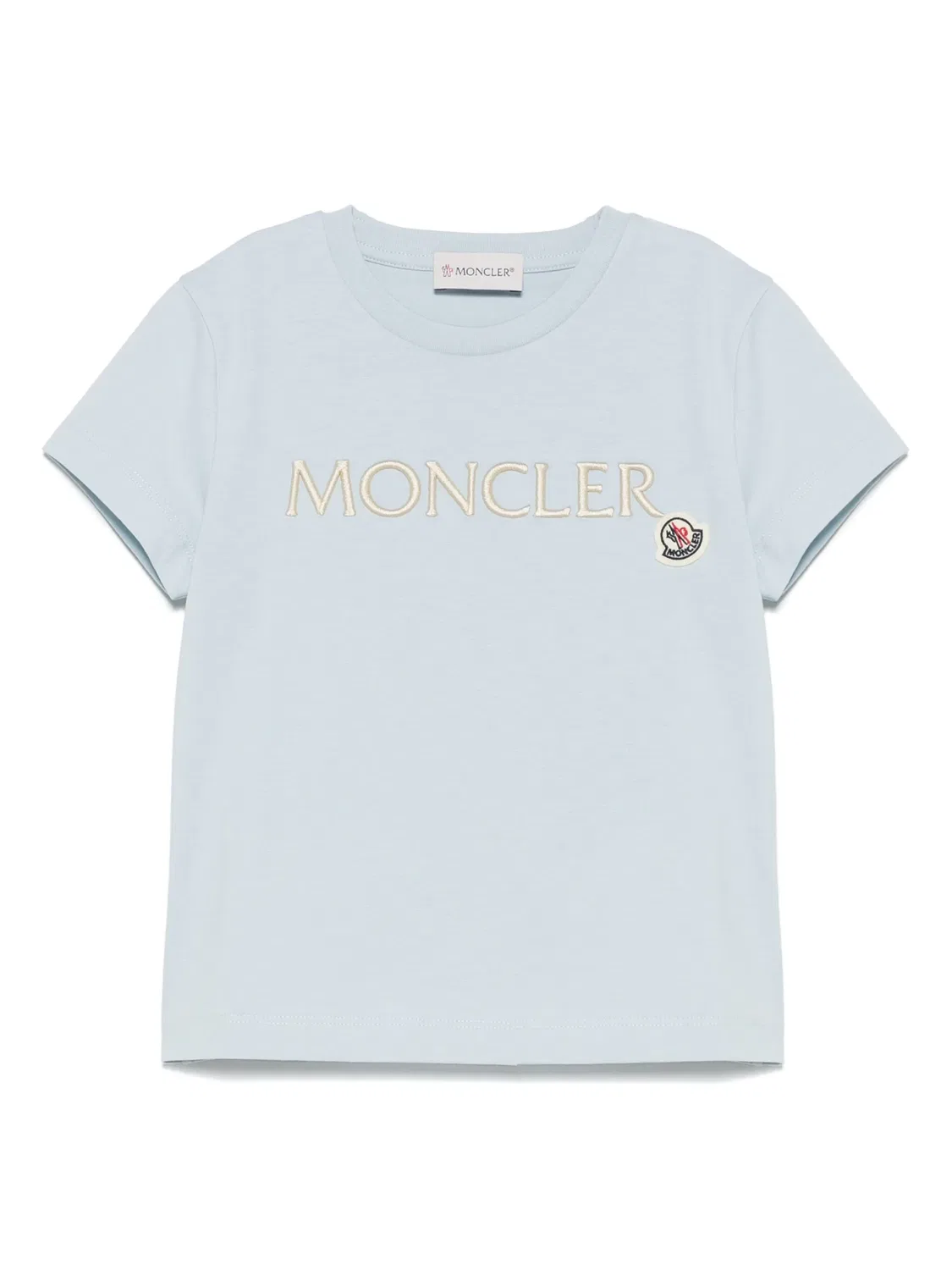 Футболка с вышитым логотипом Moncler, светло-голубой