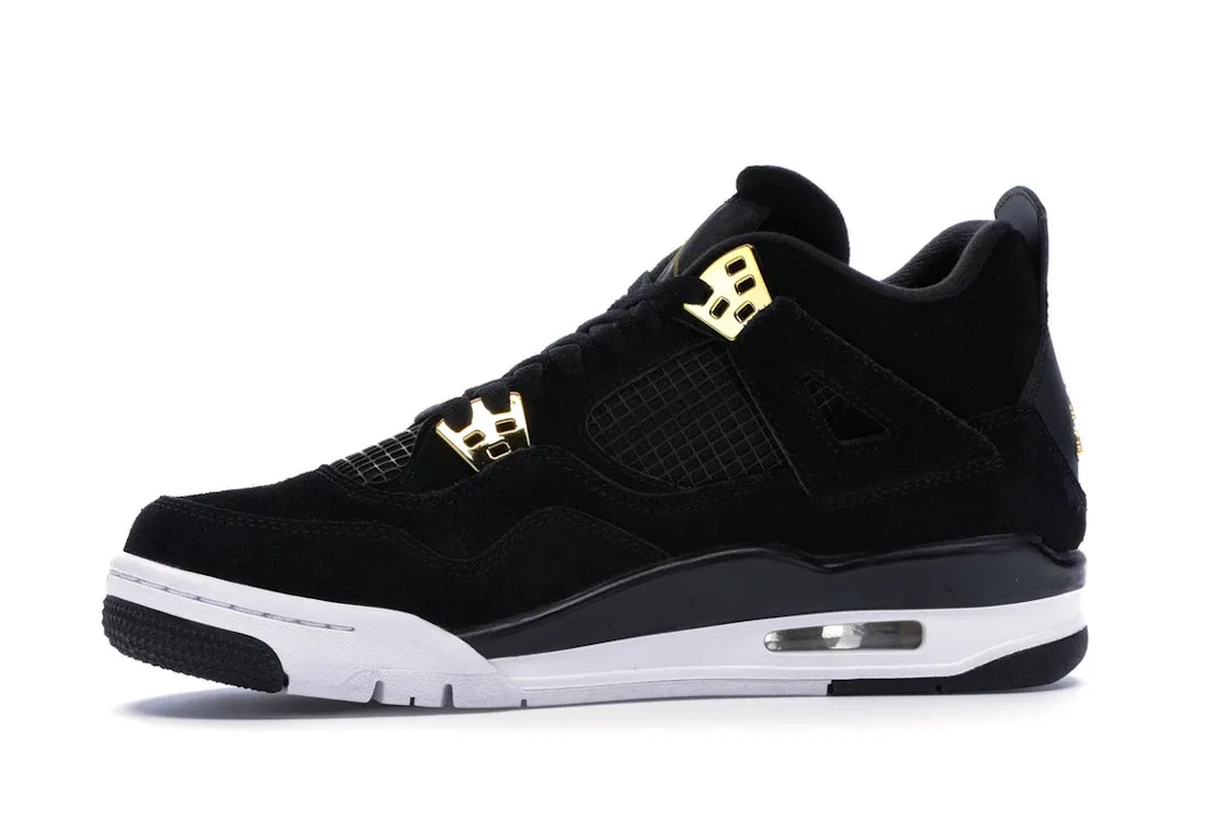 Детские кроссовки Lifestyle с премиум-материалами Jordan 4 Retro, Black/Metallic Gold-White — фото 3