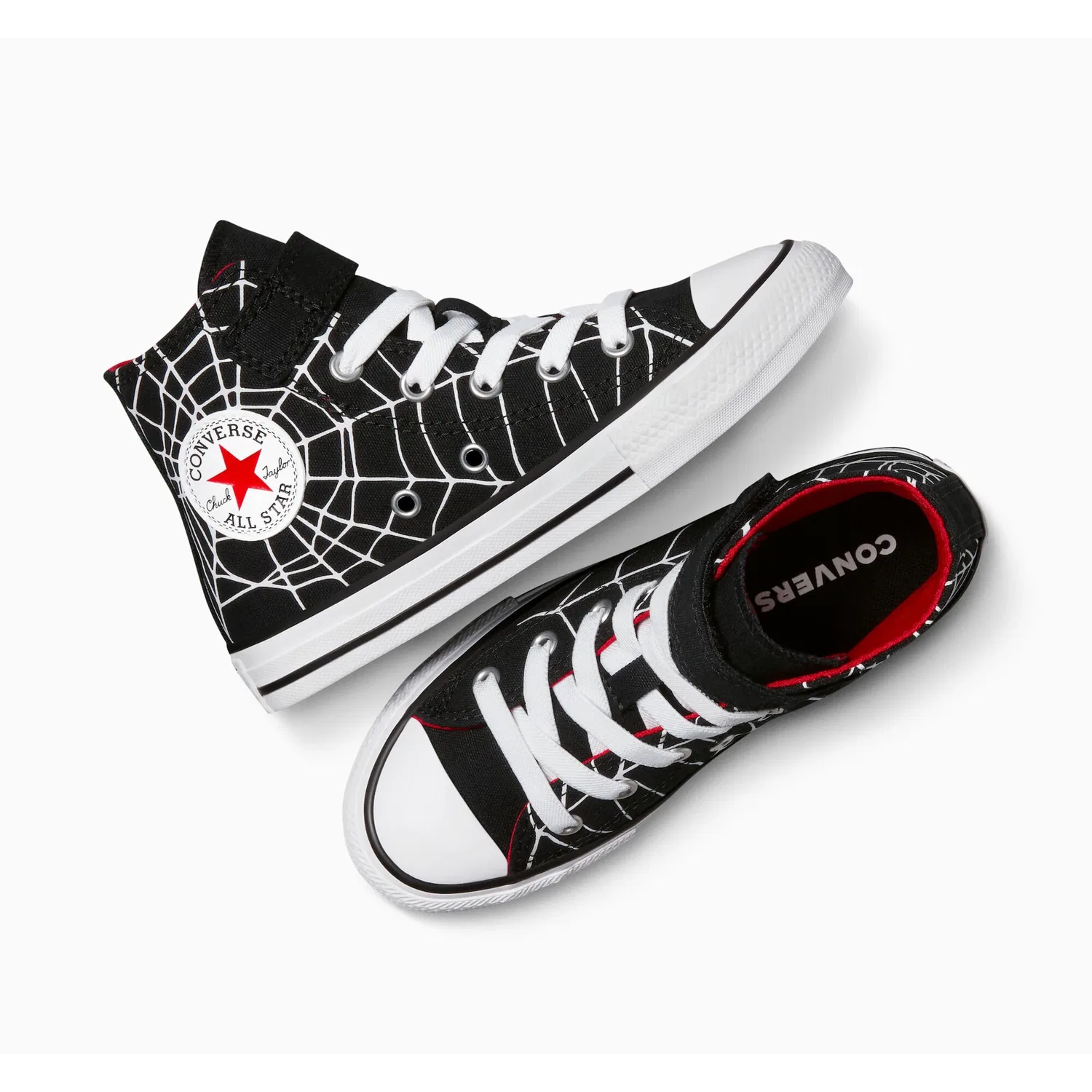 Детские спортивные кроссовки с липучкой Converse, Black/White/Red — фото 3