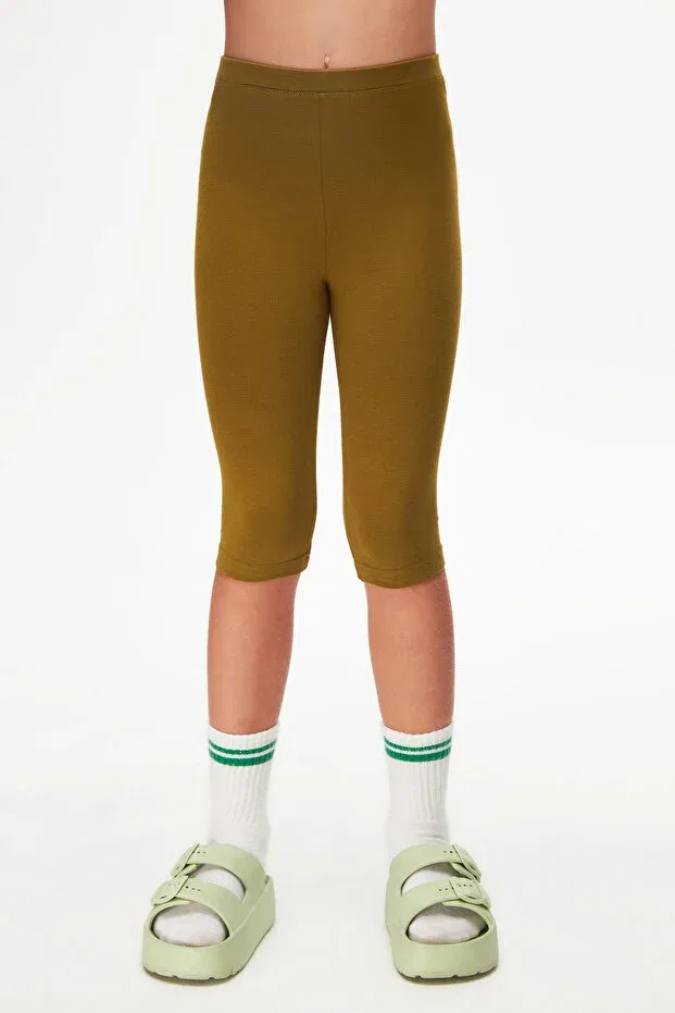 Детские леггинсы для девочек хлопковые Basic Lovetti, Olive Green — фото 2