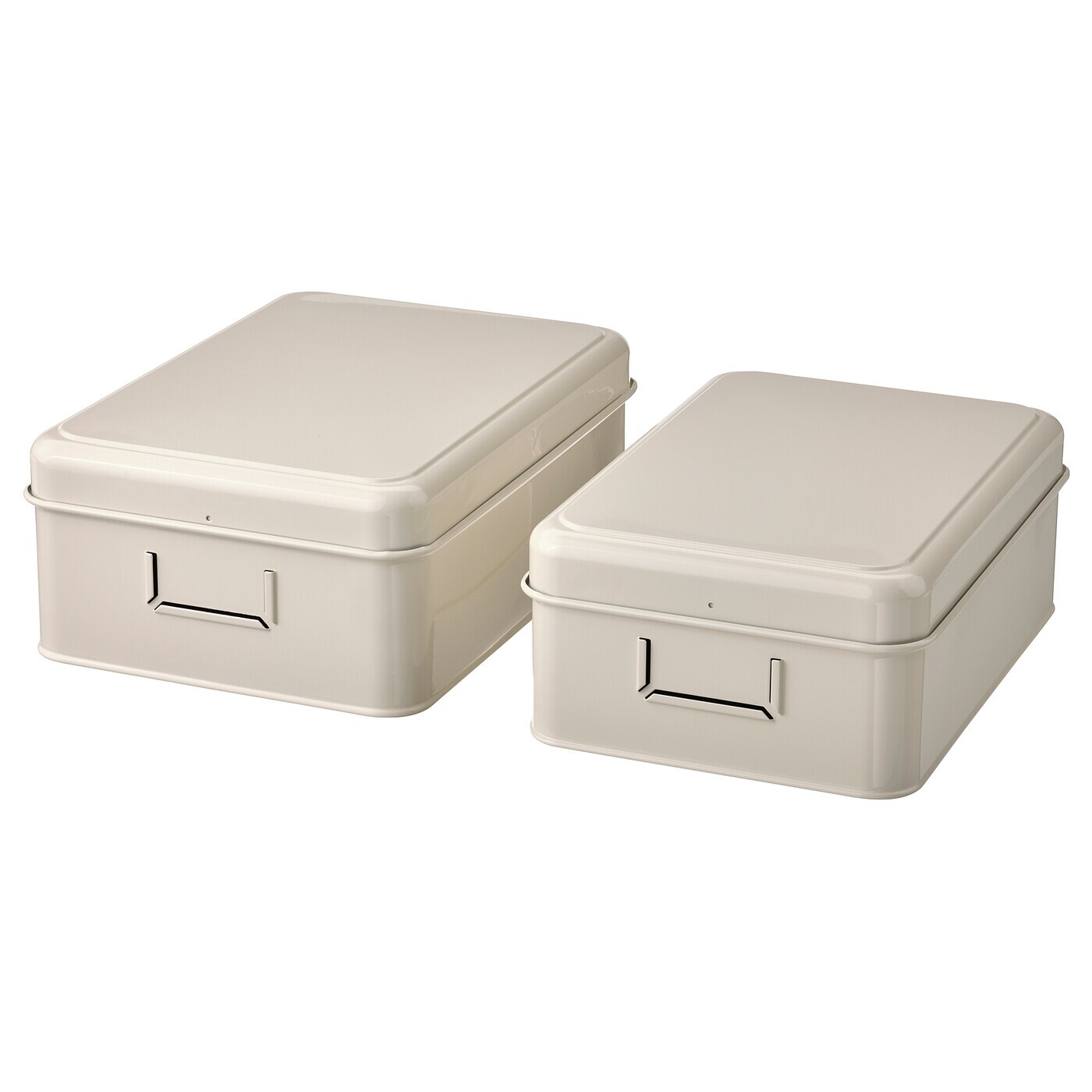 PLOGFÅRA Коробка с крышкой, 2 предм., светло-бежевая IKEA