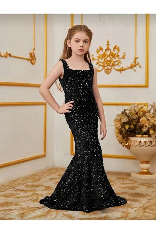 Детское платье для девочек с пайетками Indress Studio, Black