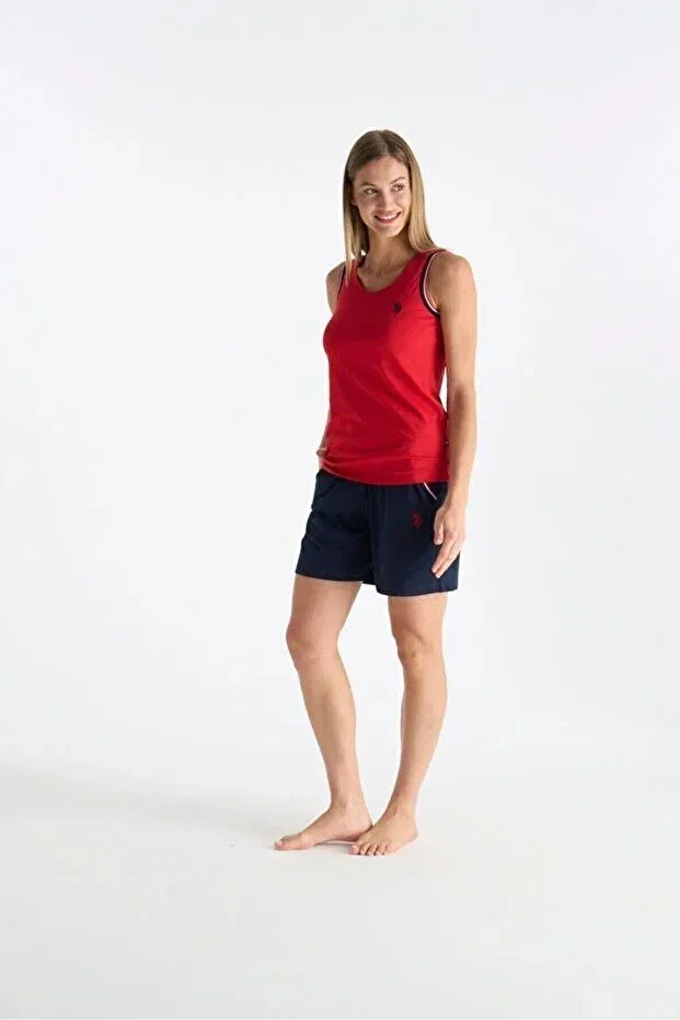 Женский комплект шорт на бретелях с карманами U.S. Polo Assn., Red — фото 2