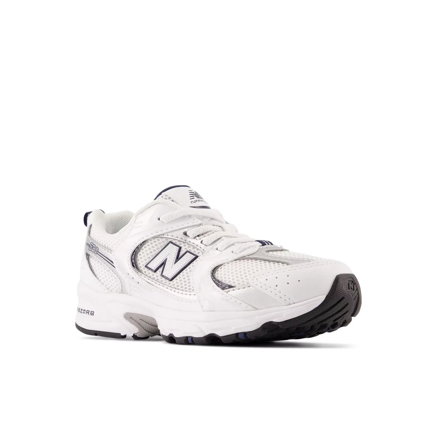 Детские кроссовки New Balance 530 Bungee с эластичными шнурками, White With Natural Indigo And Silver Metallic — фото 2