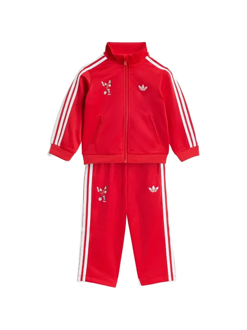 Спортивный костюм с принтом Disney и боковыми полосками Adidas Kids, красный