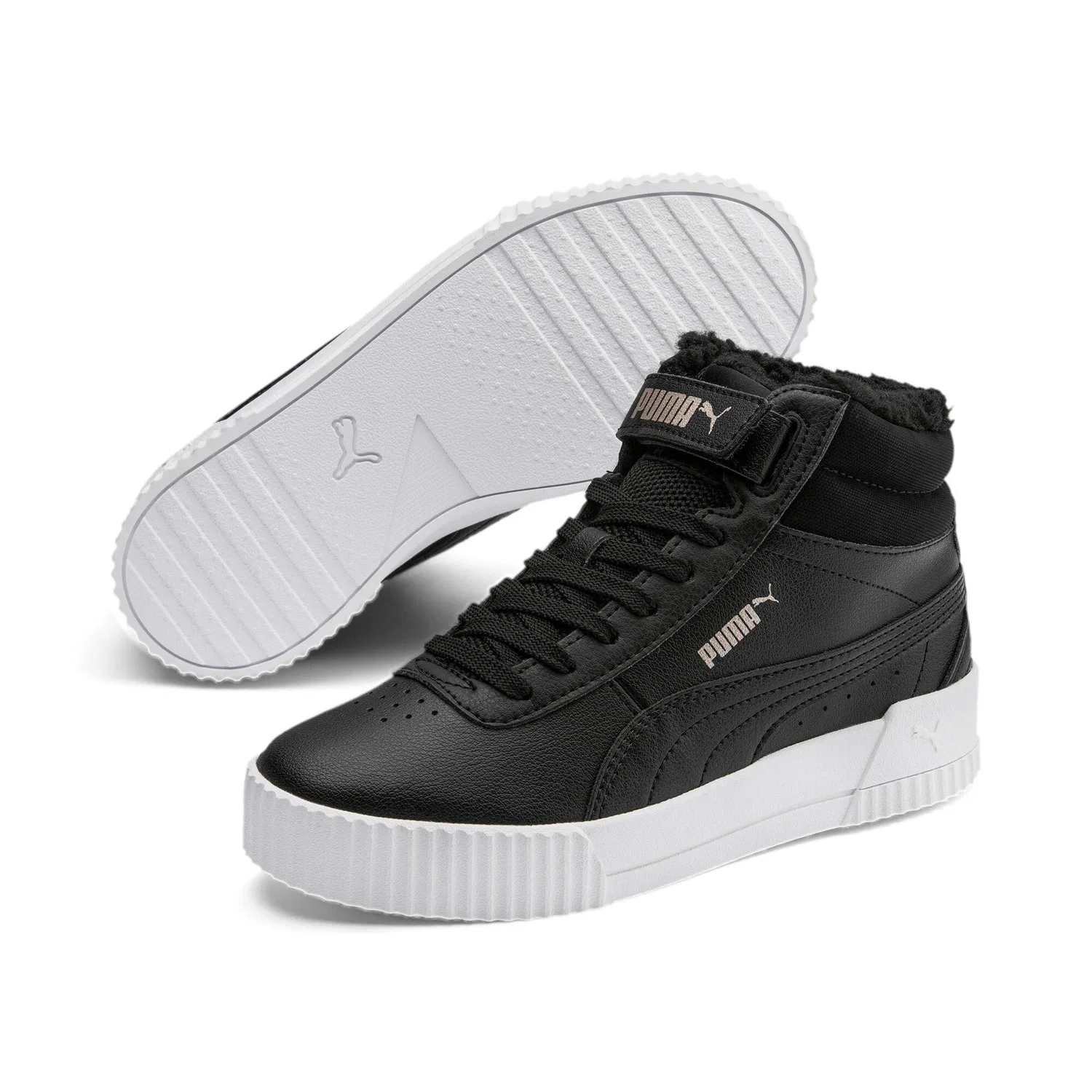 Детские кроссовки для мальчиков с высоким верхом Cute Mid Fur Jr PUMA PUMA Black Rose Gold PUMA White — фото 2