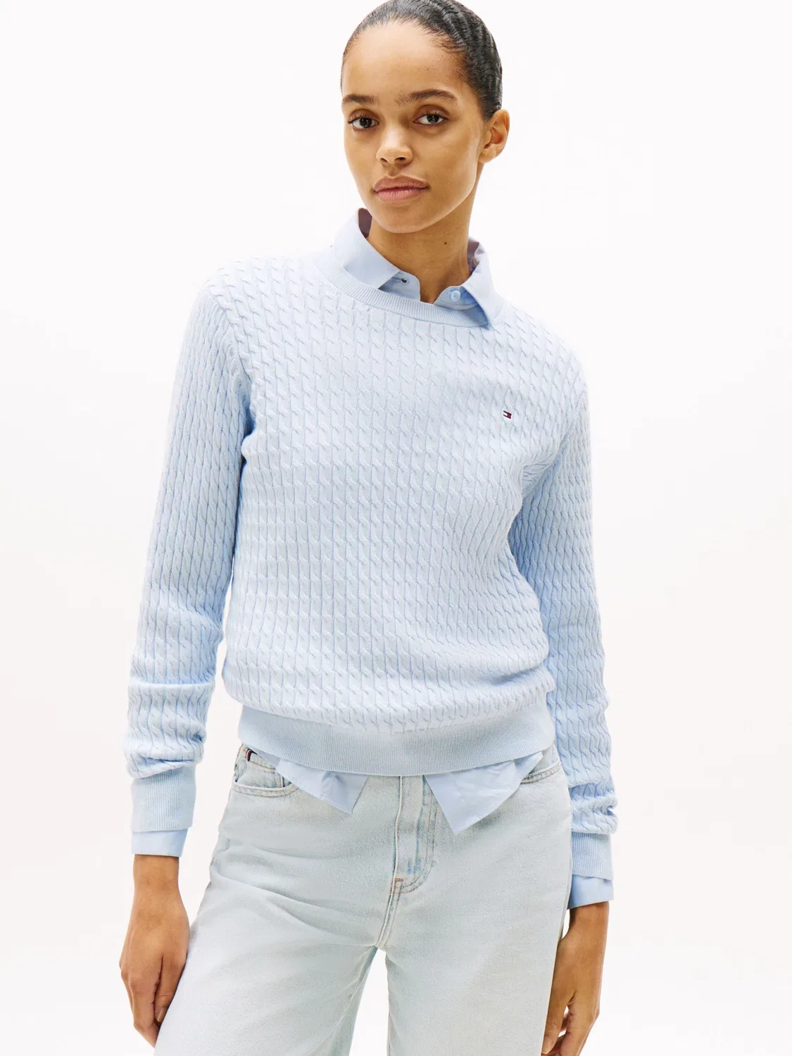 Джемпер с косами Tommy Hilfiger, голубой