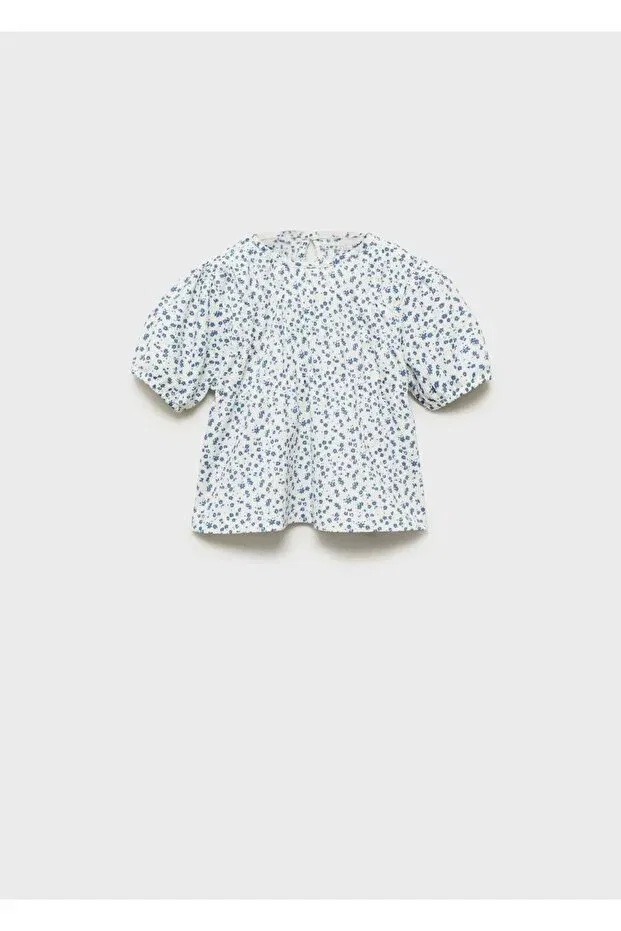 Детская футболка с цветочным принтом Mango Baby, Off White — фото 3