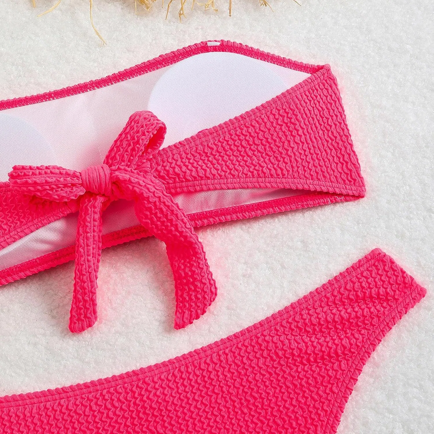 Женский бикини-комплект с пуш-ап и высоким вырезом, Hot Pink — фото 4