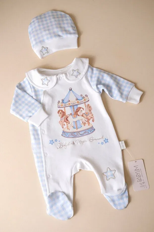 Детский комбинезон для мальчиков хлопковый Magic Carousel Babylim, Ecru — фото 4
