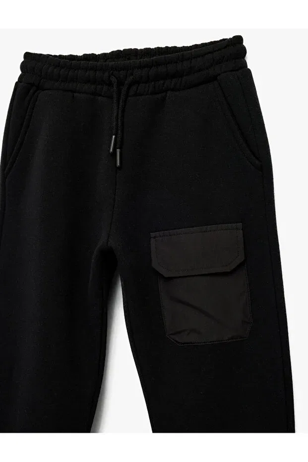 Детские спортивные штаны для мальчиков с карманами Basic Koton, Black — фото 3
