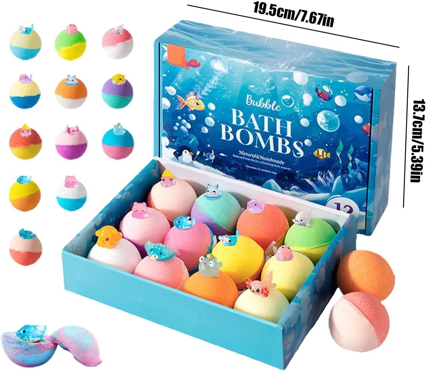 Бомбочки для ванны с игрушкой внутри, 12 ароматов, Fruusv, 50 г, мультиколор — фото 2