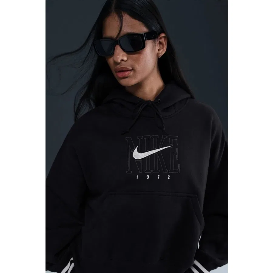 Женский свитшот с капюшоном Oversized Graphic Nike Phoenix Fleece, Черный