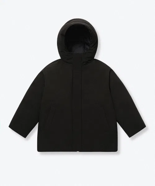 Детский пуховик с капюшоном, короткий, модель Daily Puffer MUSINSA STANDARD KIDS, Black — фото 3