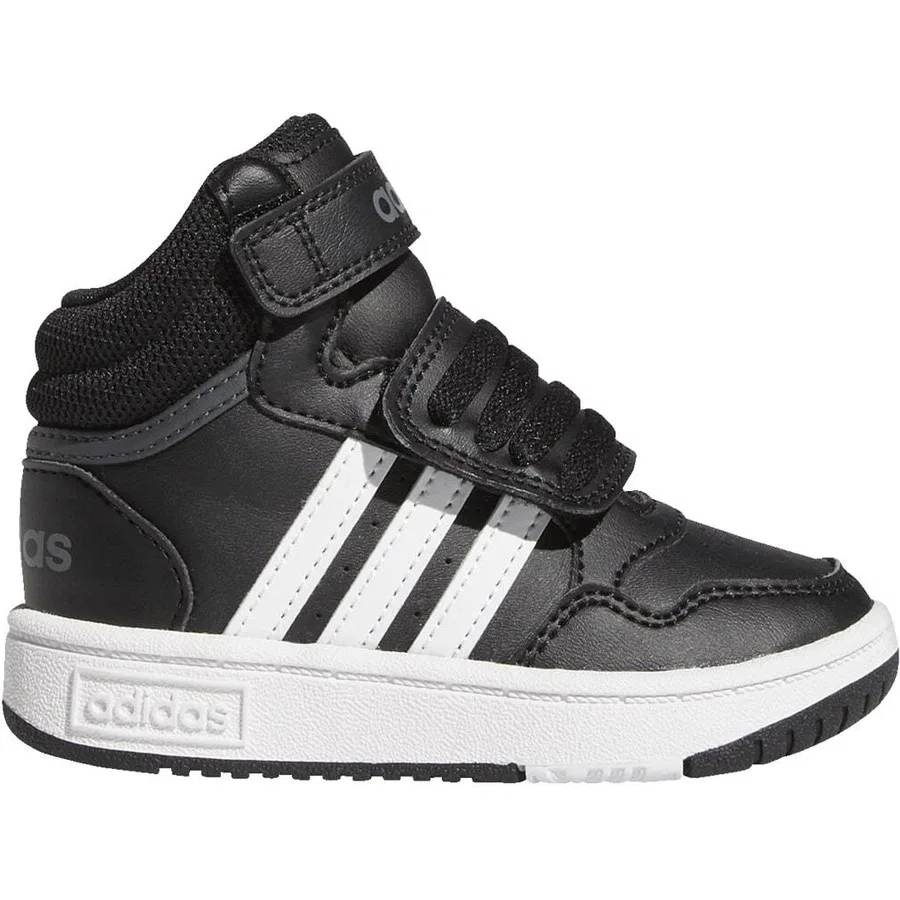 Детские кроссовки с полувысоким силуэтом Sportswear GW0408 Hoops Mid Shoes adidas, Черно-белый — фото 2