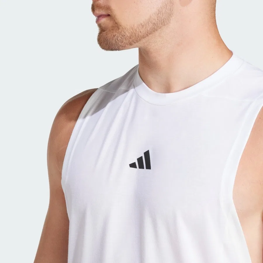 Спортивный топ без рукавов с принтом Performance IS3795 Designed for Training Workout Tank Top adidas, Белый — фото 4