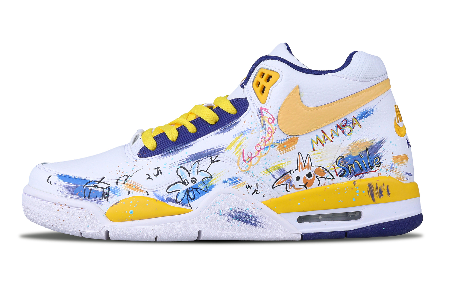 

Nike Flight Legacy Vintage Баскетбольные кроссовки мужские Mid Top Желтый/Синий/Оранжевый Многоцветный Граффити