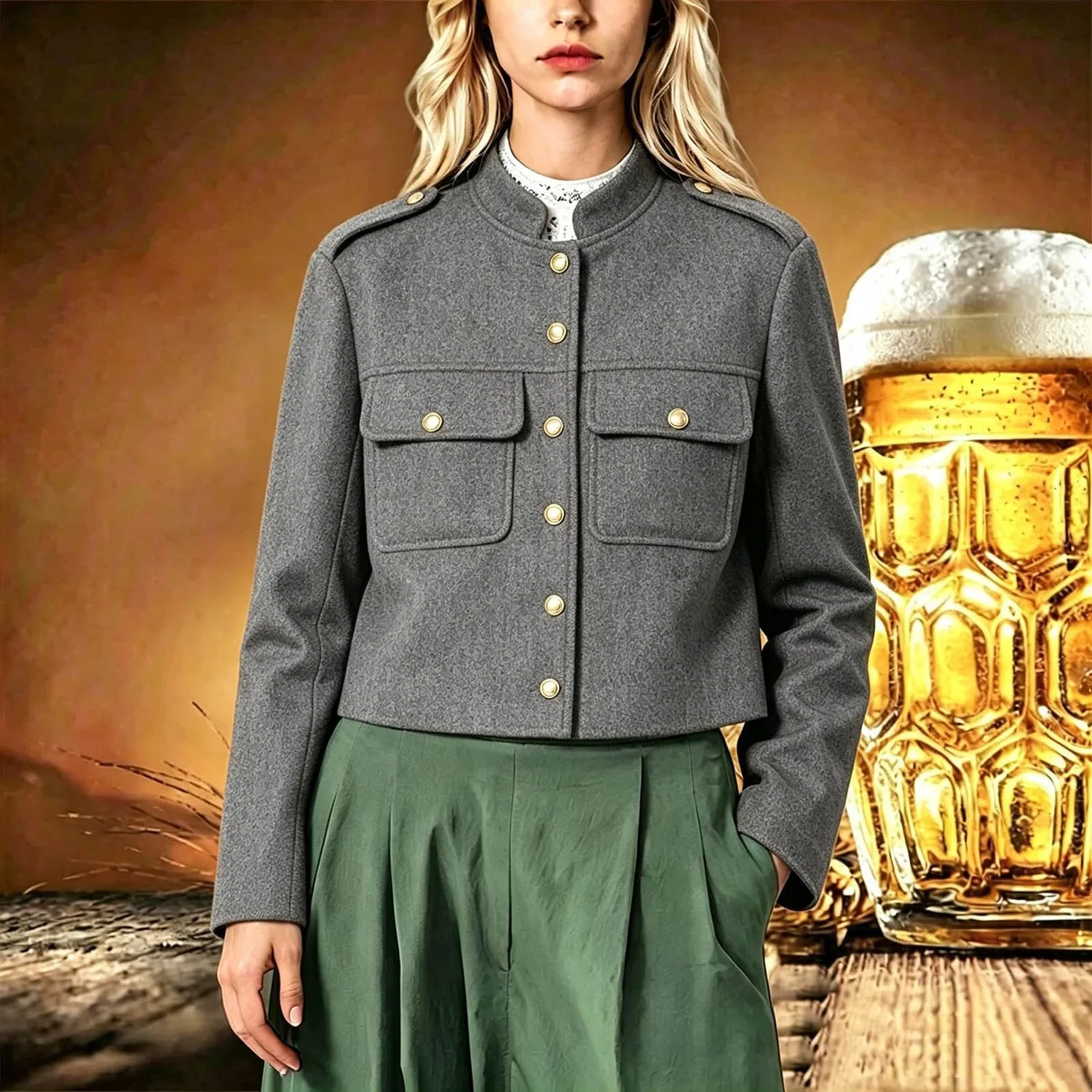 Женская куртка с высоким воротником Dirndl, 1c-grigio — фото 2