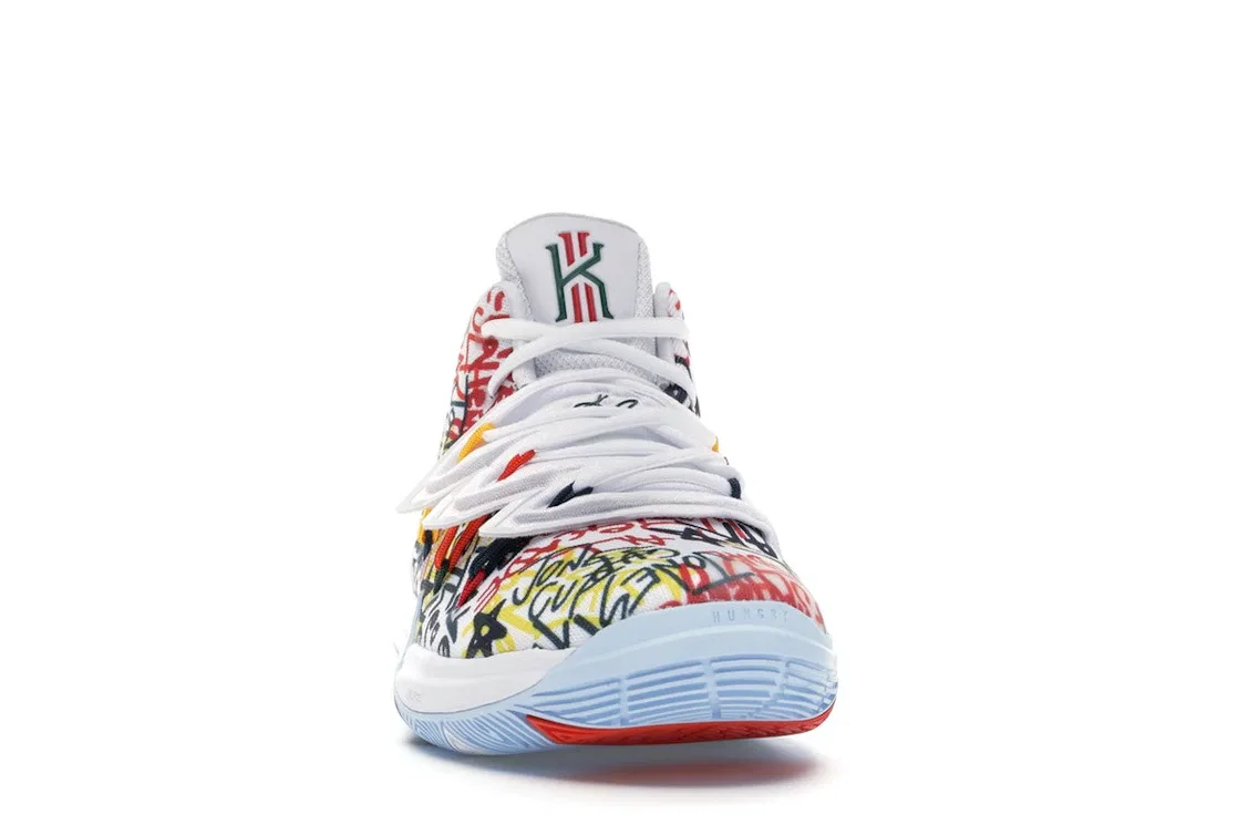 Детские кроссовки для девочек с принтом Nike Kyrie 5, White/Multi-Color — фото 2
