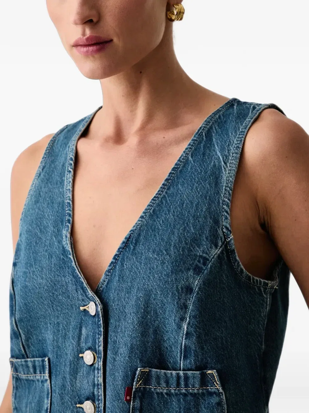 Джинсовый жилет с V-образным вырезом Levi's, синий — фото 4