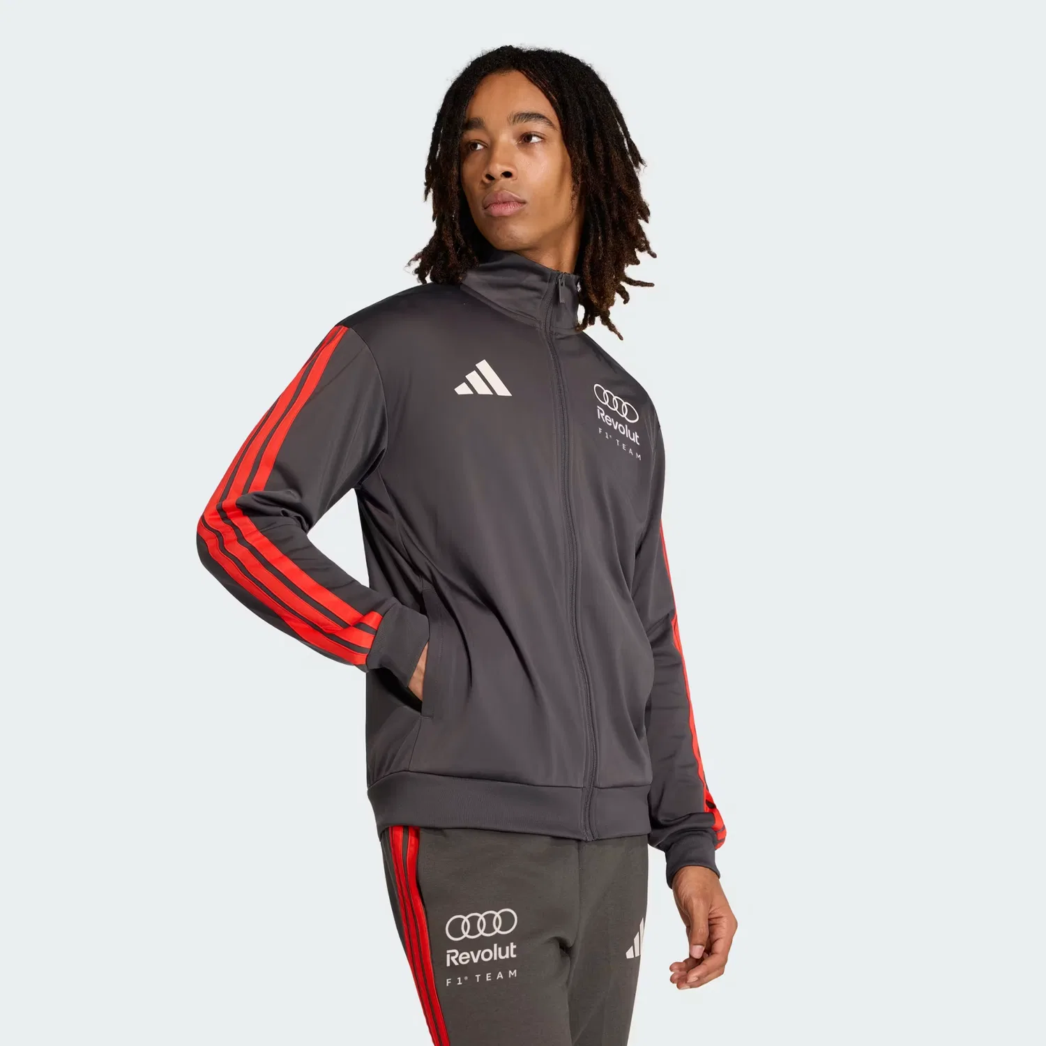 Мужская олимпийка на молнии Audi Revolut F1 Team DNA Adidas Performance, черный — фото 4