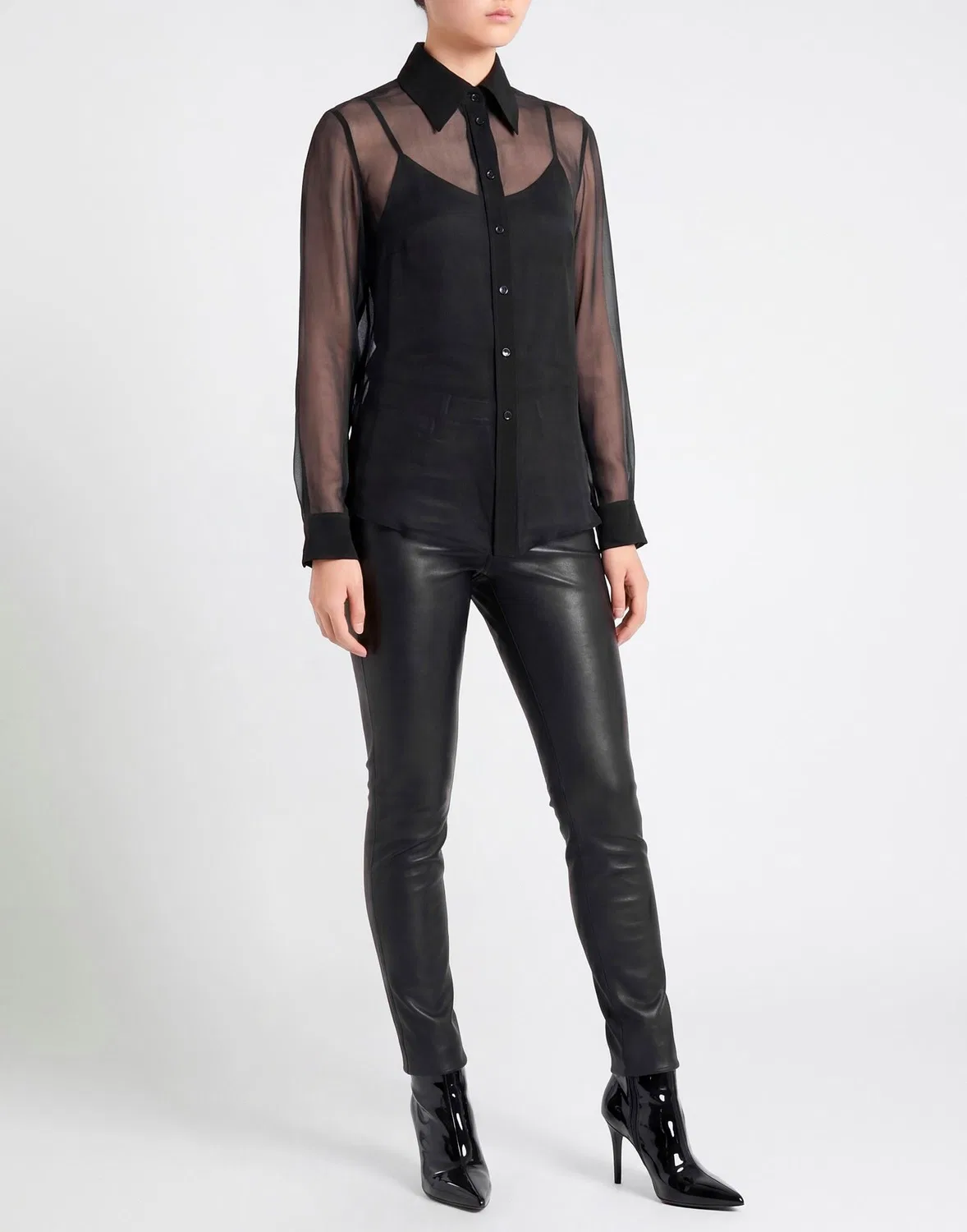 Женская рубашка из шелка с длинным рукавом Saint Laurent, черный — фото 2