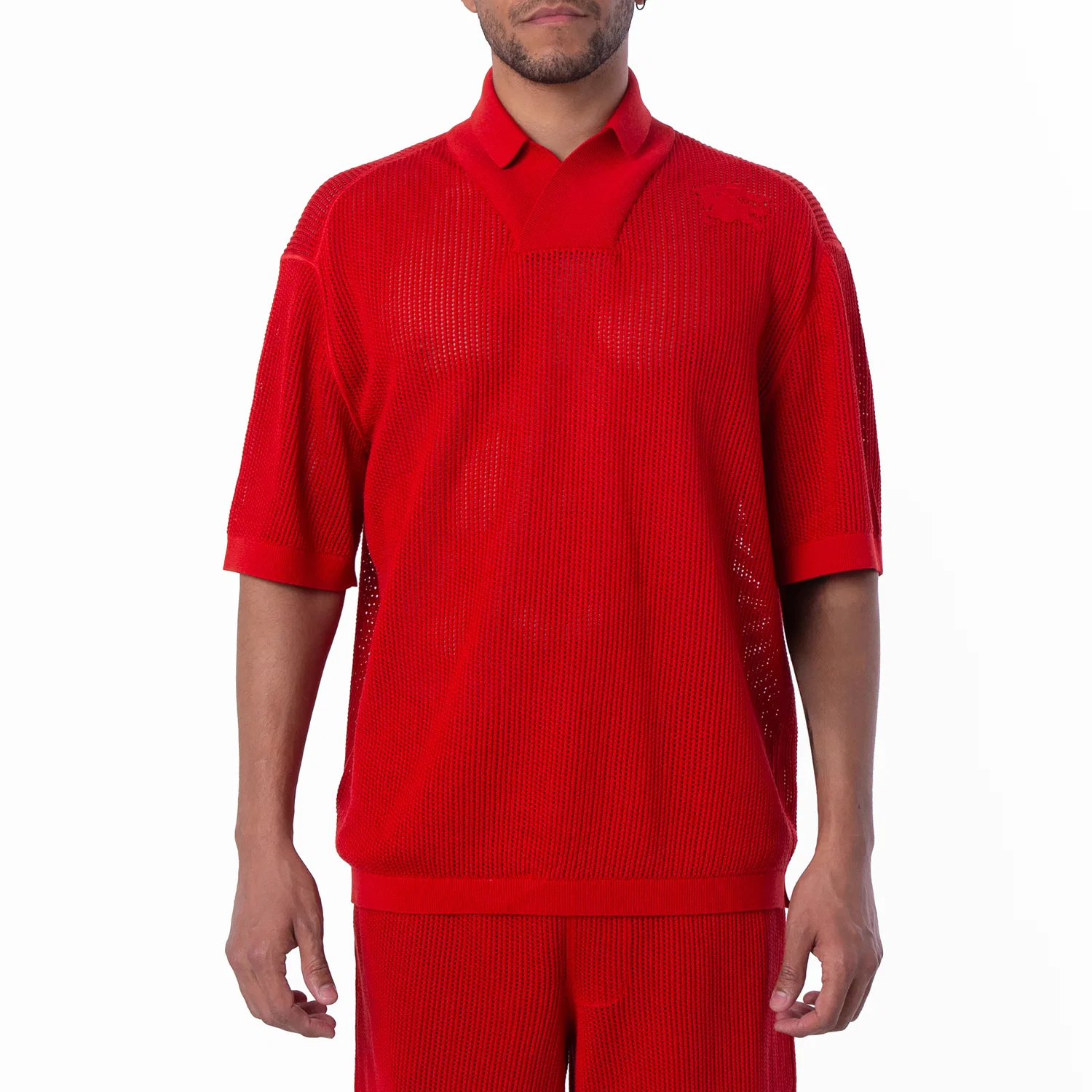 Поло из шелка и хлопка с сетчатой структурой EKD Silk Cotton Mesh Polo Shirt Burberry, Pillar