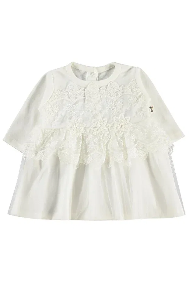 Детское платье для девочек с длинным рукавом Ruffle tulle dress Civil Baby, Ecru