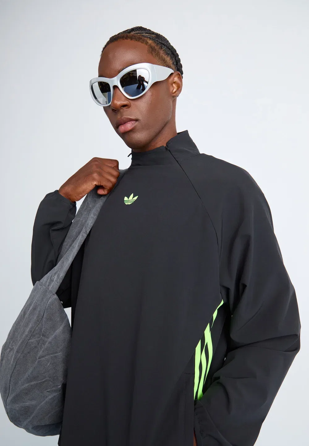 Дрель - летняя куртка Adidas Originals, Black/Signal Green — фото 4