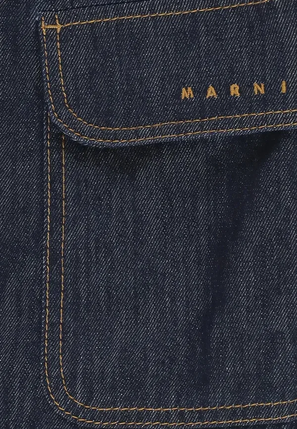 Комбинезон хлопковый Salopette con logo Marni, синий — фото 3