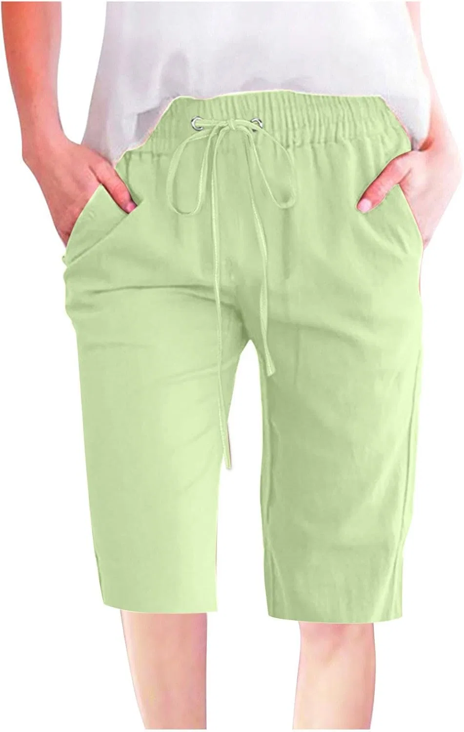 Женские широкие шорты с высокой посадкой Polyester, Green