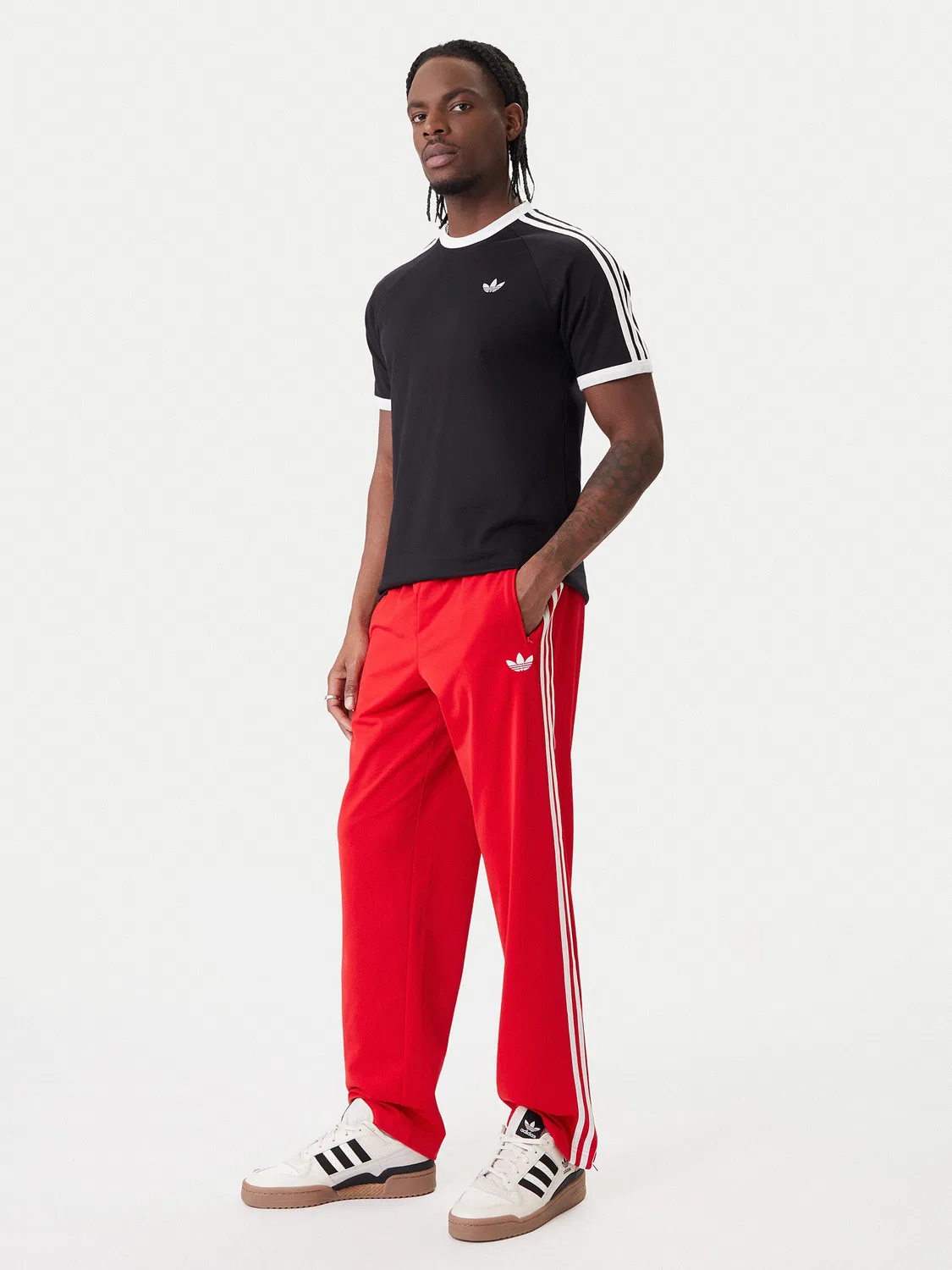 Мужские спортивные брюки свободного кроя Firebird Adidas, красный — фото 2