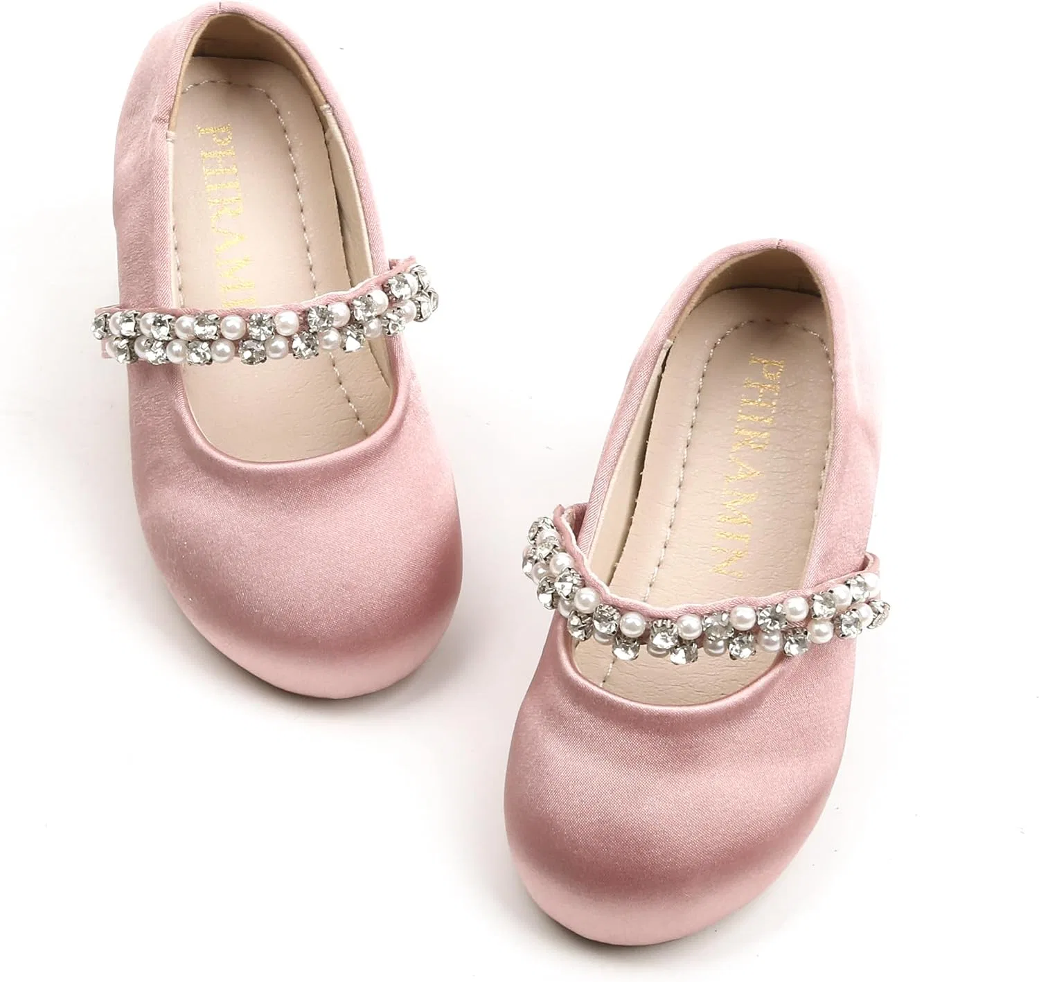 Детские балетки для девочек с цветочным принтом PHIRAMIN, Satin Pink