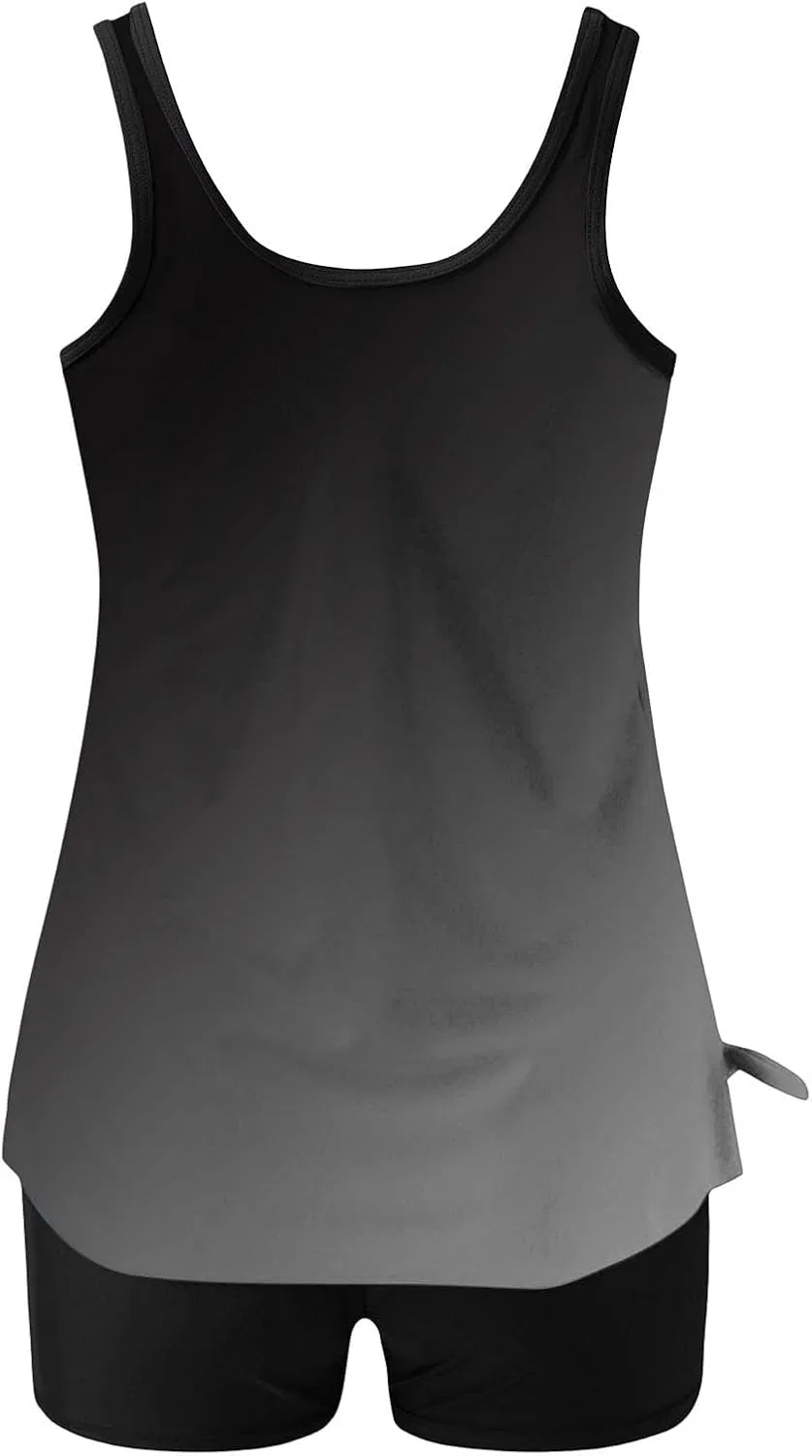 Женский танкини с галстуком и высокой талией, Striped, A01_black — фото 3