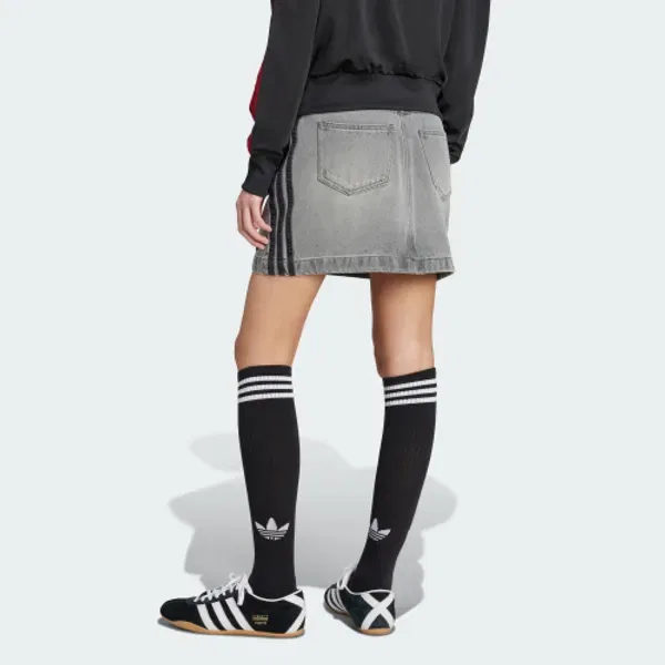 Юбка мини джинсовая с 3-полосками, Adidas, серый деним — фото 3