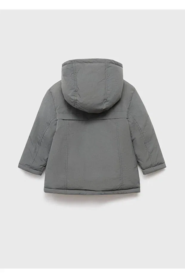 Детское пальто для девочек стеганое Mango Baby, Dark Gray — фото 3