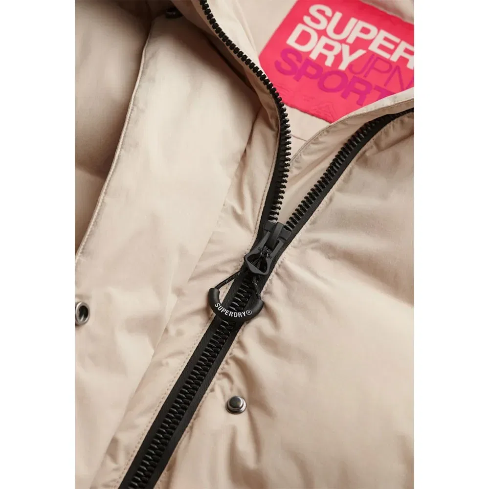 Пуховик удлиненный Superdry, бежевый — фото 2