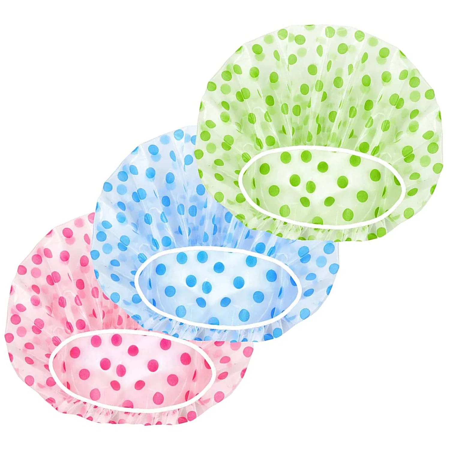 Шапочка для душа многоразовая на резинке, набор 3 шт, Ailiver, 27 см, Multicoloured