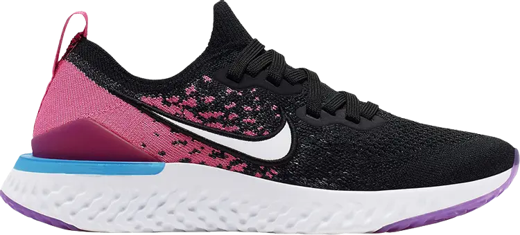 

Кроссовки Nike Epic React Flyknit 2 GS 'Black Pink Blast', розовый