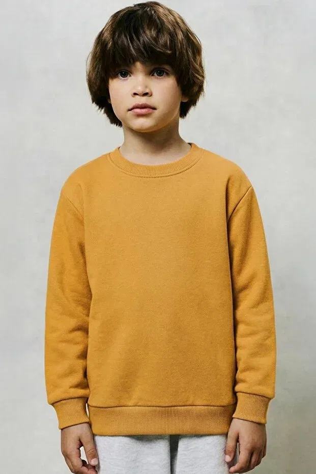 Детский комплект свитшотов с круглым вырезом Basic Crew Neck Set Perendi, Mustard-Orange — фото 3