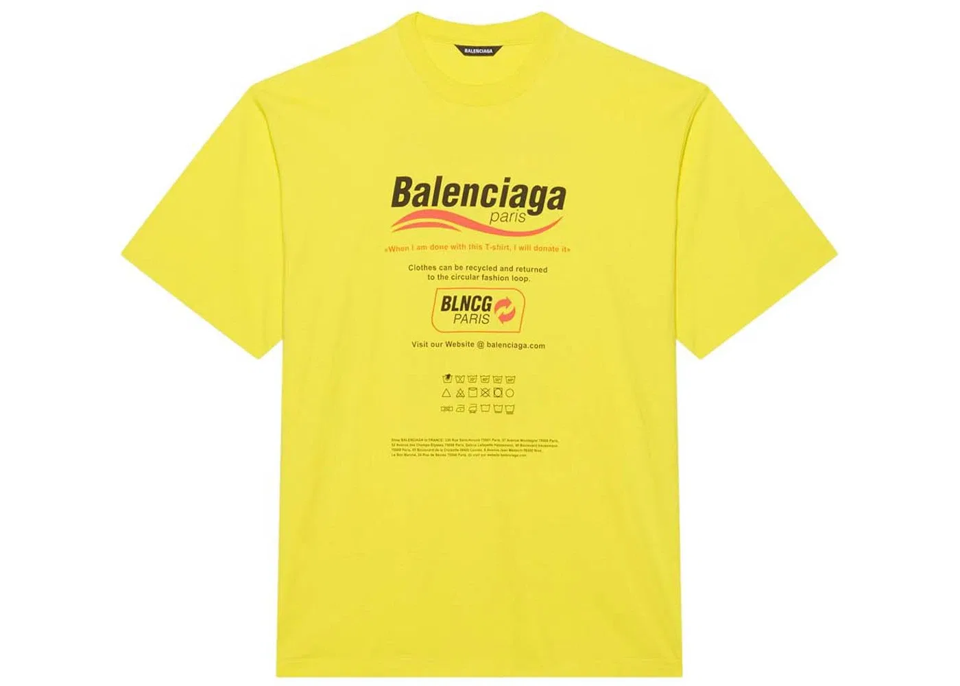 Мужская футболка с коротким рукавом с принтом Balenciaga, Yellow