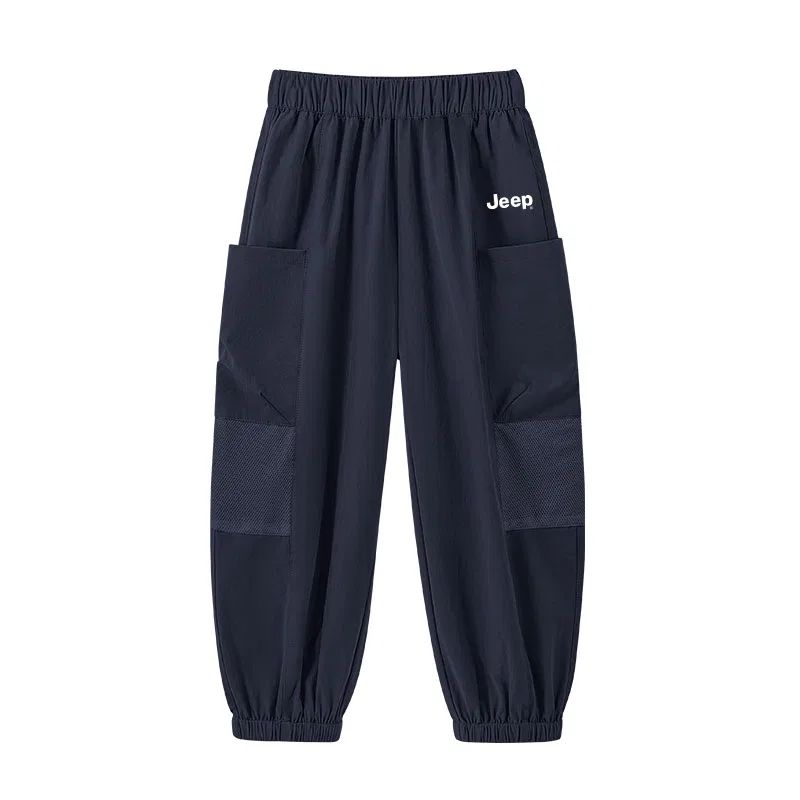 Детские карго-брюки для мальчиков с принтом Jeep, Navy Blue/White Logo K