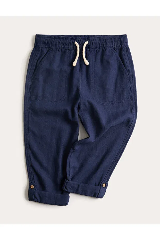 Детские брюки из льна для девочек Marks & Spencer, Navy Blue