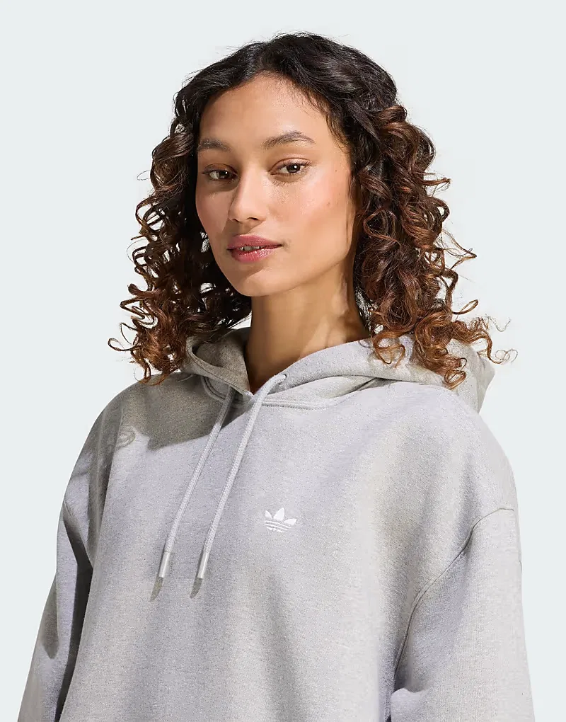 Толстовка Adidas Originals Essentials оверсайз из флиса, средне-серый меланж — фото 4